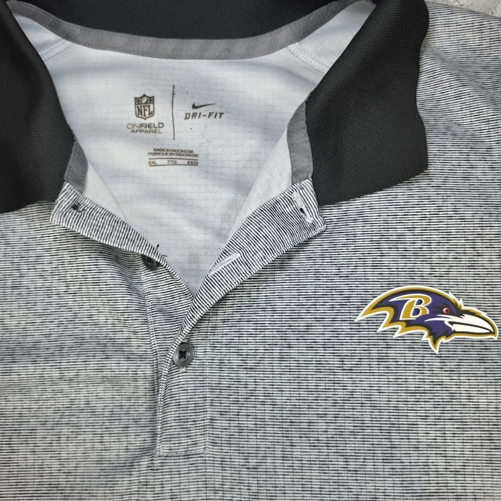 Nike Baltimore Ravens NFL Onfield Dri-FIT Striped Polo Shirt Mens‎ 2XL